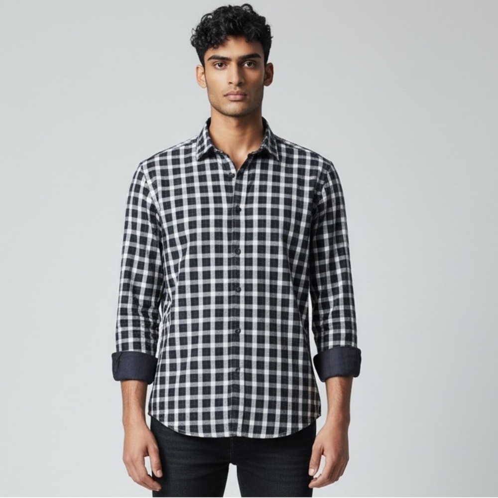 Bugatchi mens shirt large. Geometric design. 100% cotton